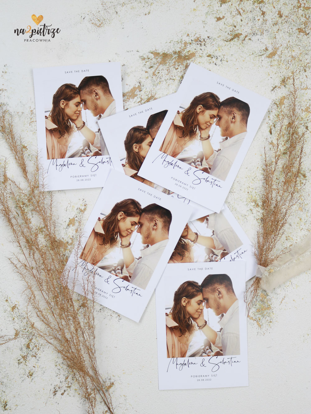 karty save the date personalizowane ze zdjeciem pary mlodej